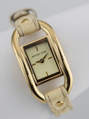 Michael Kors MK-2160 Genuine Leather Band Quartz Analog Women's Watch New Batter